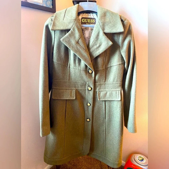 Guess by Marciano Jackets & Blazers - NWOT Guess Linda Olive Green long Line Wool Blend Coat